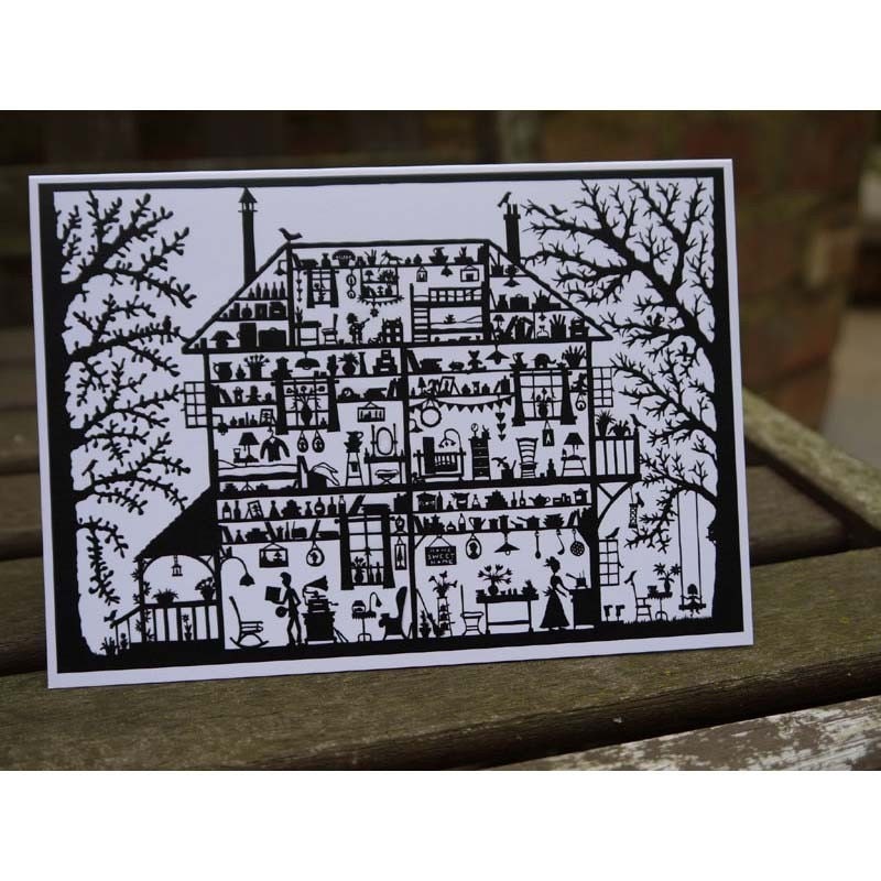 Folk Art House - greetings card