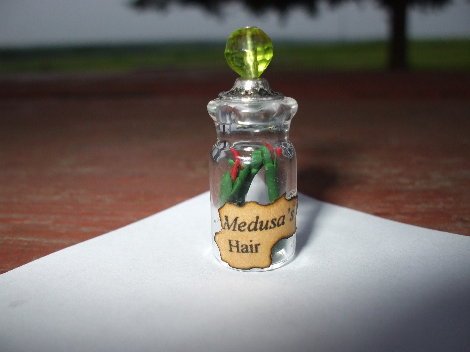 Gothic Witch Spell bottle potion dollhouse miniature ooak Medusa Hair charm