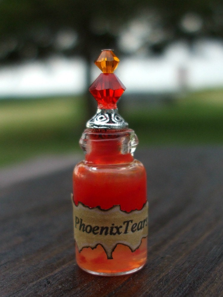 Witch Wizard Gothic Pheonix Tears dollhouse miniature Spell bottle halloween