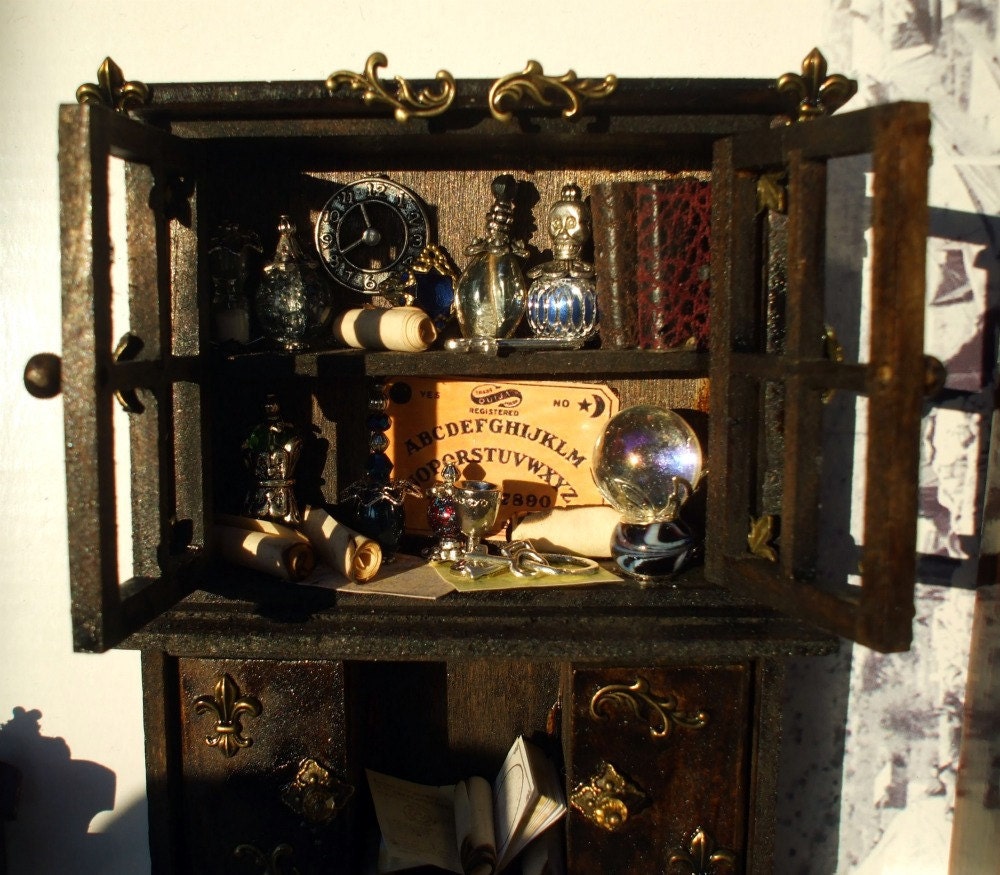 Gothic Witch spell hutch dollhouse miniature ooak fairy hutch