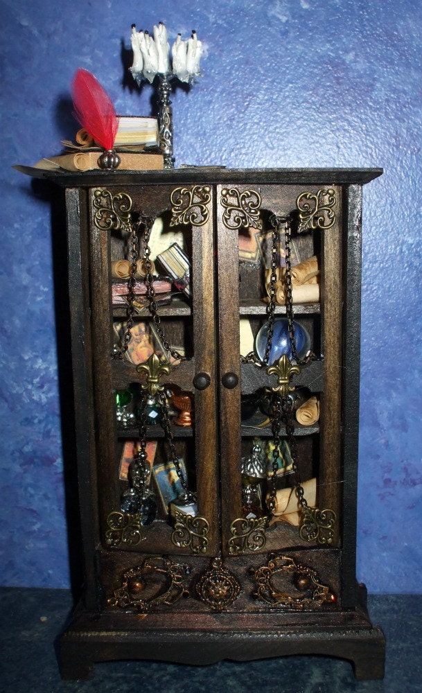 Gothic Witch spell hutch dollhouse miniature hutch ooak