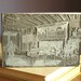 Vintage Letterpress Printer's Block .. Living Room Scene with Fireplace