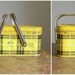 Vintage 1950s Metal Nesco Picnic Basket .. Yellow and Black Plaid