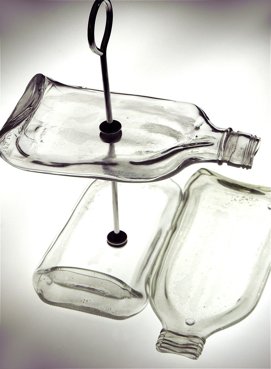 Double Decker Recycled Glass Flask Dish