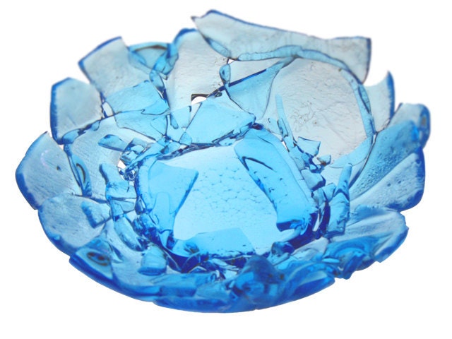 Broken Bottle Bowl - Sapphire small