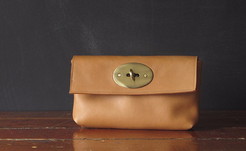 on sale. the ENVELOPE clutch. honey eco leather.