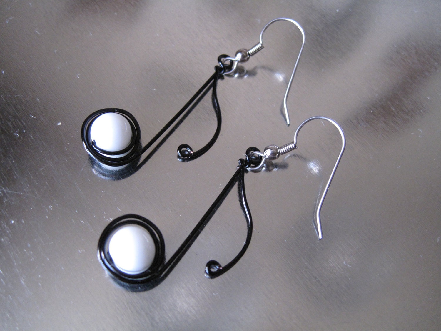 Black and White Eighth Note Earrings