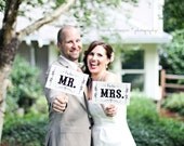Thank You and Mr. and Mrs. Double Sided Paddle Signs . Fan