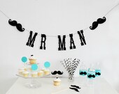 Mr. Man Birthday Garland. Boy Party. Little Man Bash. First Birthday