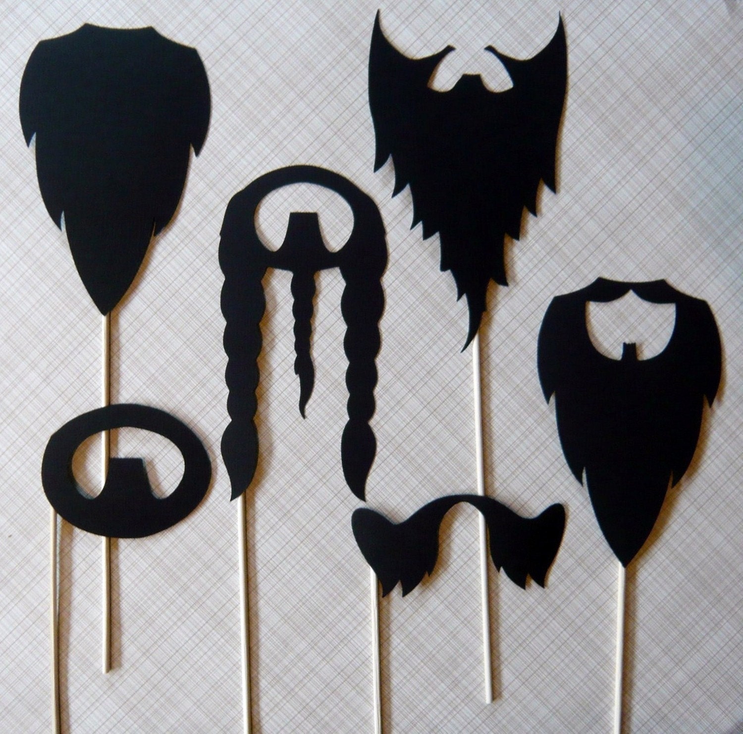 Photobooth Props. Photo Props. Beard Me - Set of Six Beards on a Stick