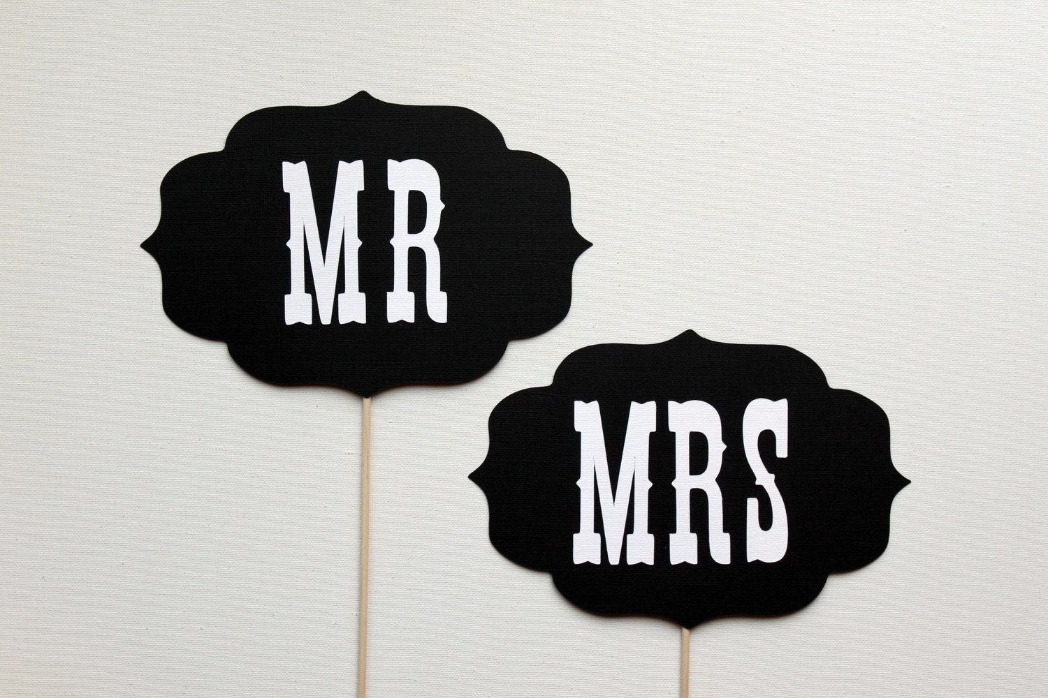 Photo Prop. Photobooth Prop. Mr and Mrs Wedding Signs - Black and White