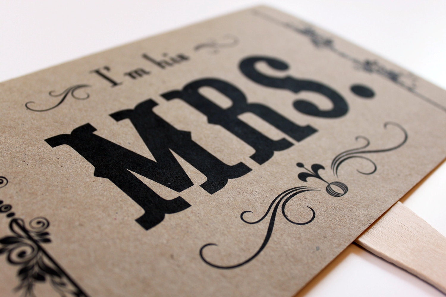 Mr. and Mrs. and Thank You Kraft Double Sided Paddle Signs . Fan