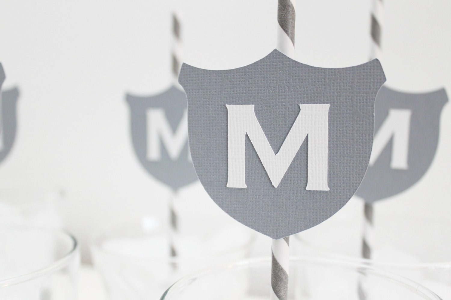 Party Decor. Wedding Monogram. Custom Wedding Favor. Paper Straw. Birthday Party - Setr of Six