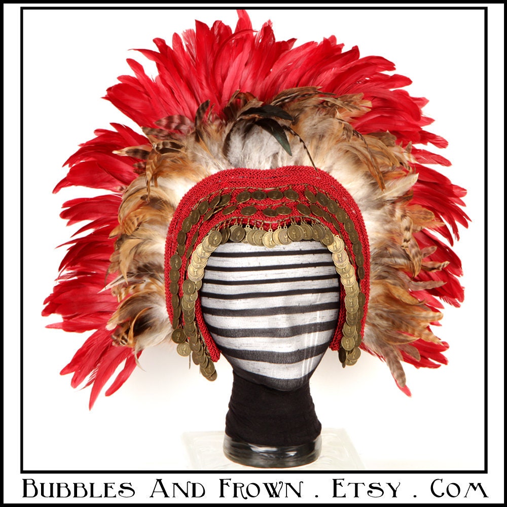 I Was On Fire When I Got Here.... Feather Headdress in Earth and Fire Colors