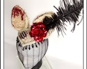 Bloody Little Mouse.. Animal Ear Fascinator, Cream, Black, Red