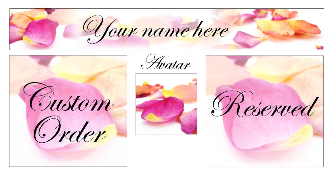 Etsy Banner set Spring Rose petals