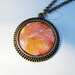 Large rose photo pendant necklace antique brass autumn colors - spring jewelry