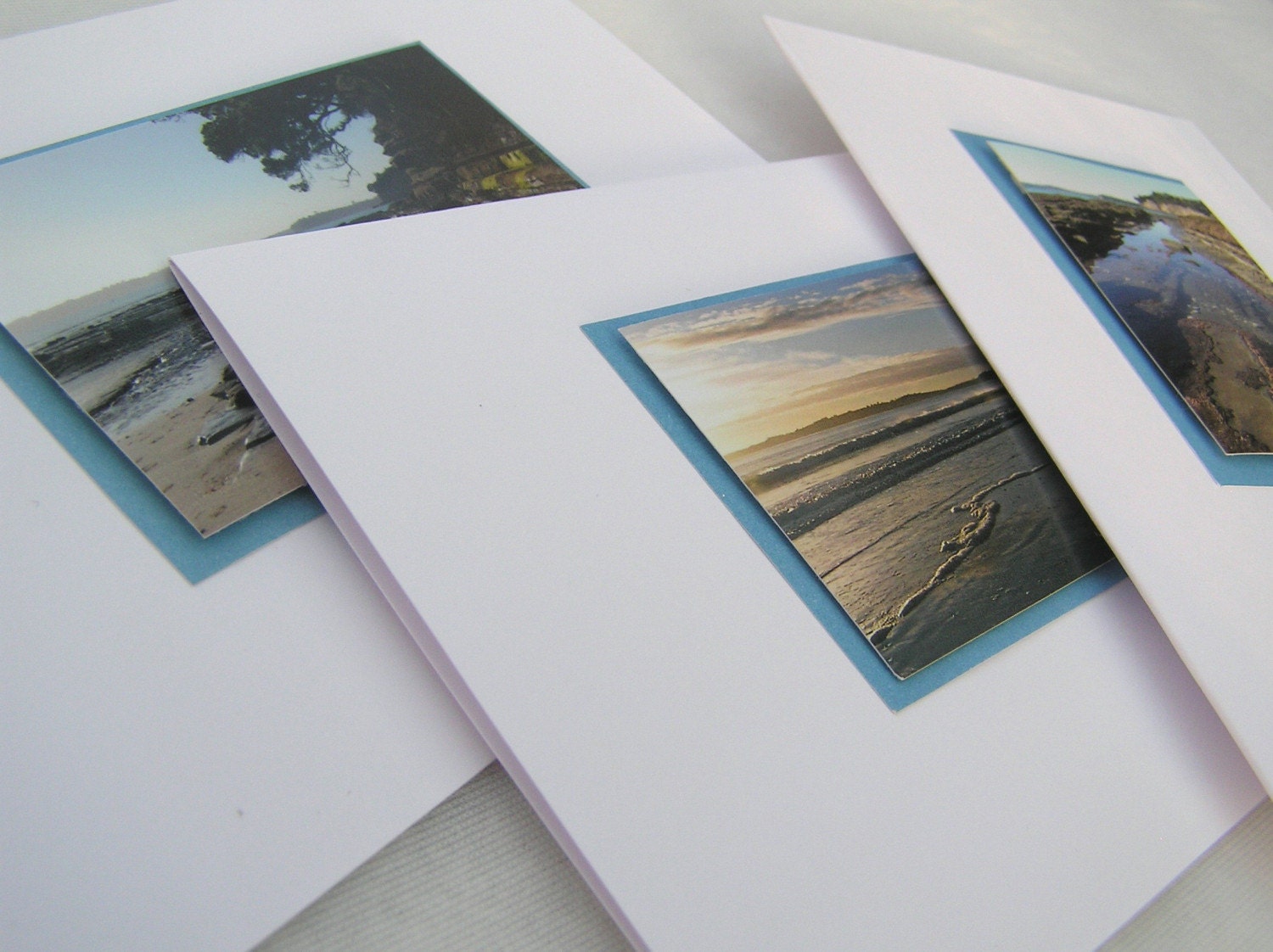 Beach theme photo cards Set of three - nature - 3D - handmade