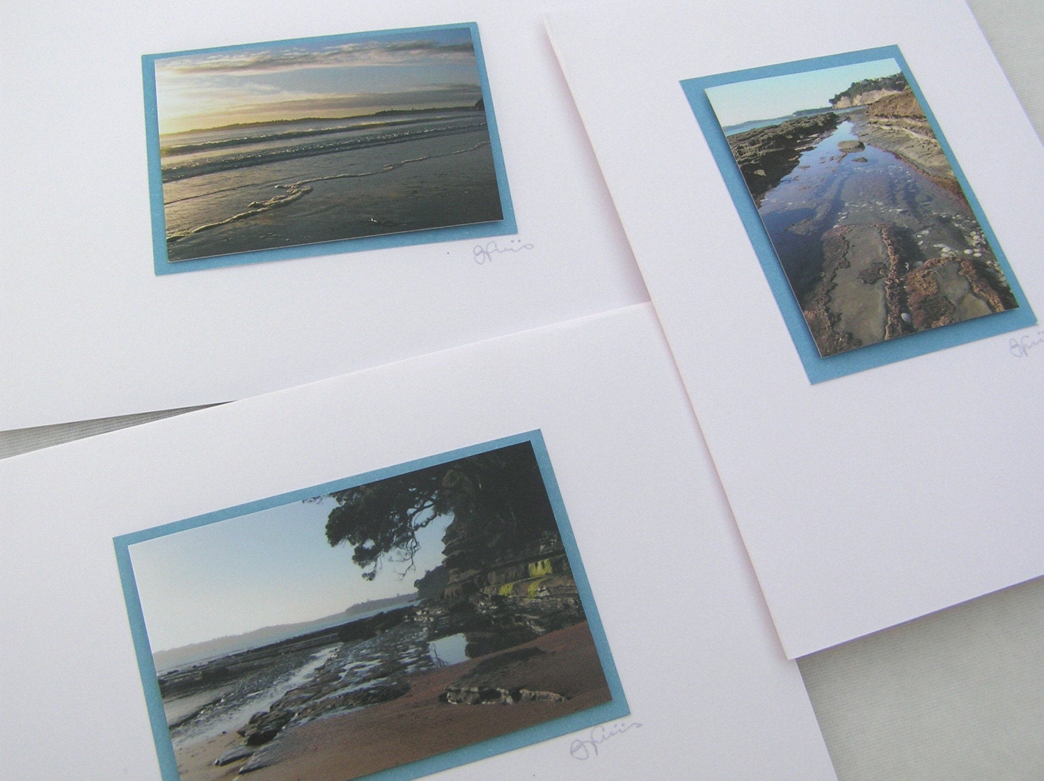 Beach theme photo cards Set of three - nature - 3D - handmade