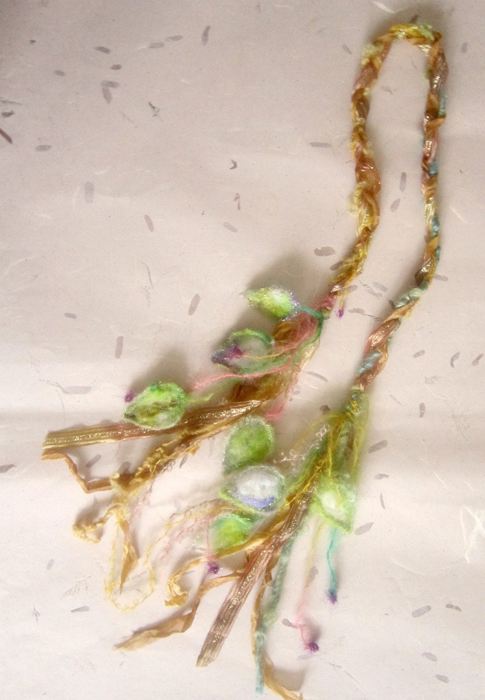 rustic enchanted forest fiber braid lariat - lady of  leaves