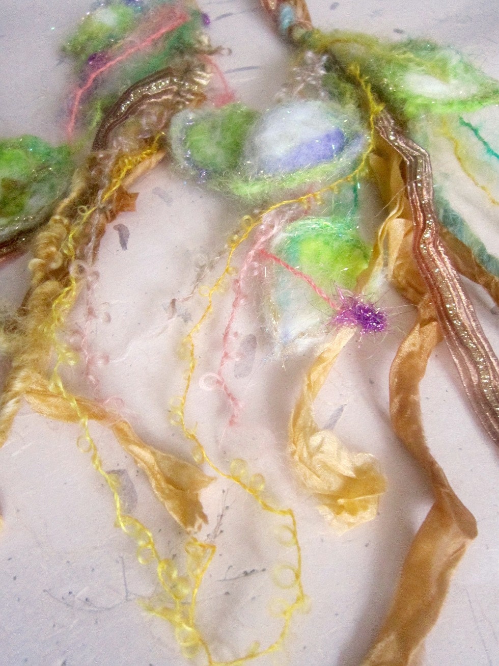 rustic enchanted forest fiber braid lariat - lady of  leaves