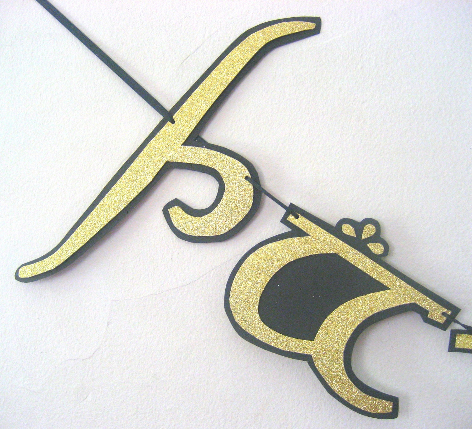 Elvish HAPPY BIRTHDAY Banner - Gold Glitter on Black Il_170x135