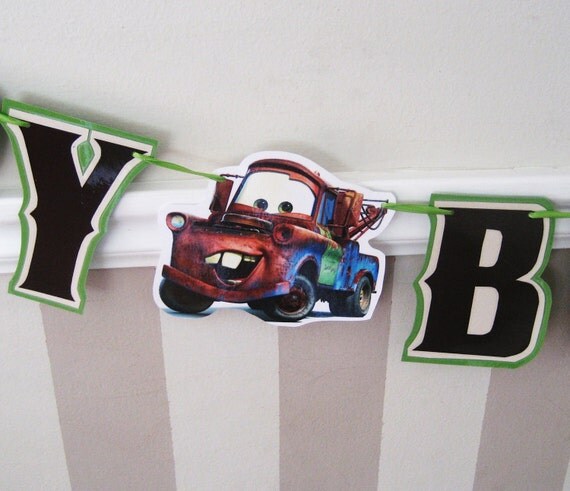 Mater HAPPY BIRTHDAY banner - Cars Tow Truck Il_570xn