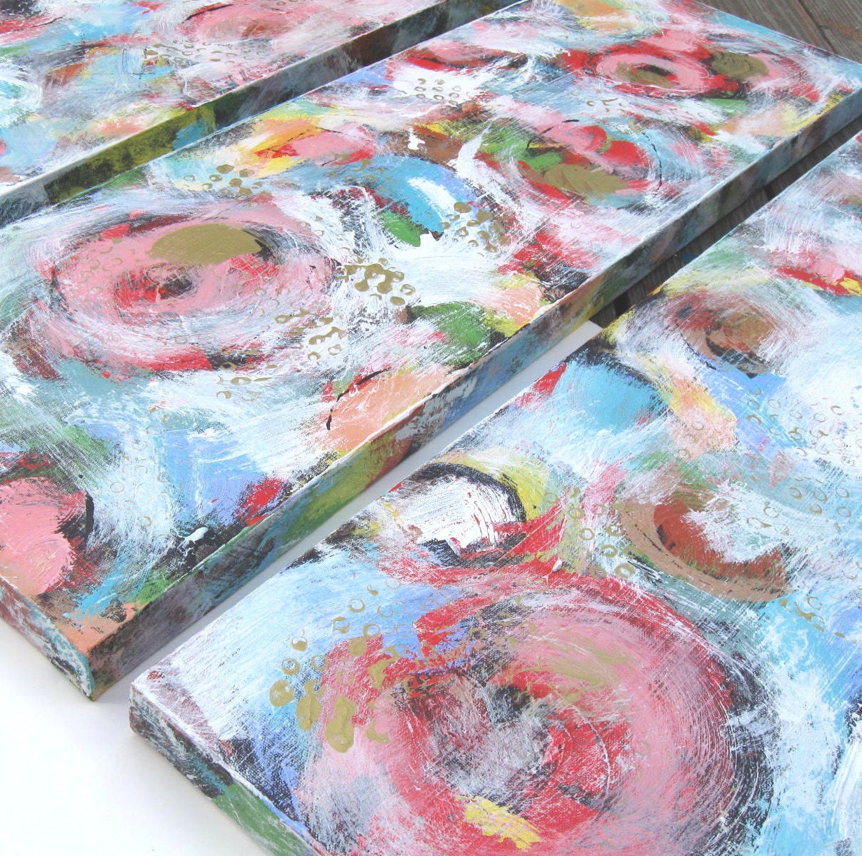 SALE, Pink Abstract Paintings Original Acrylic on Canvas