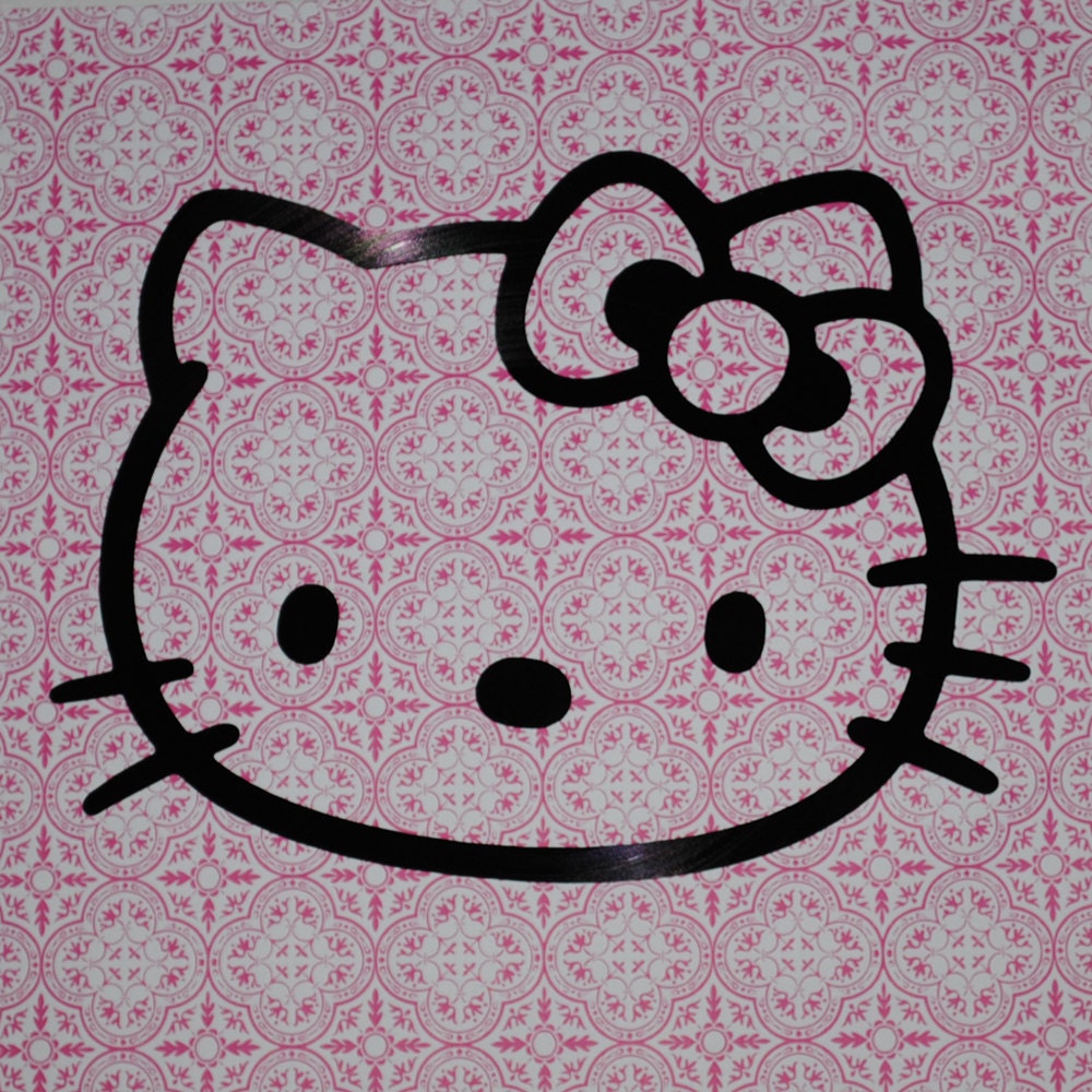 HELLO KITTY silhouette made from vinyl record