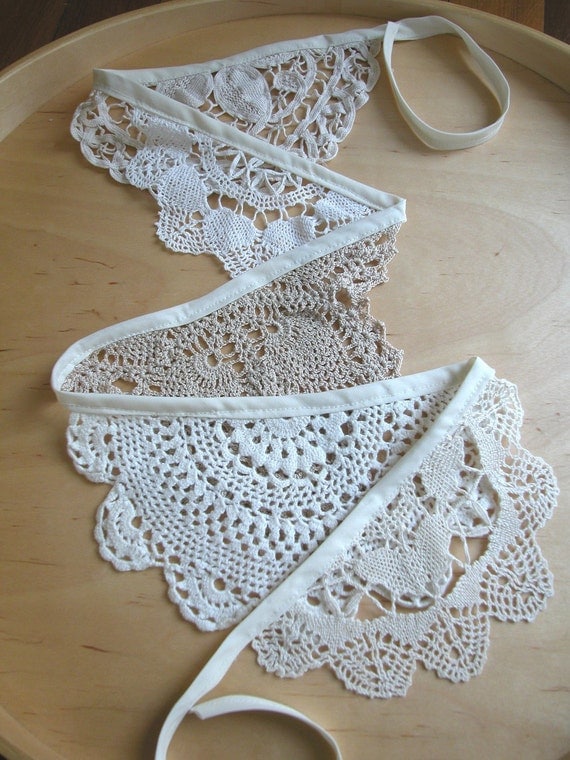 Vintage crochet doily bunting