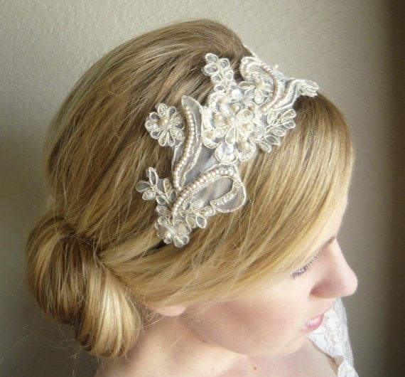 Vintage Ivory Lace Headband Fascinator