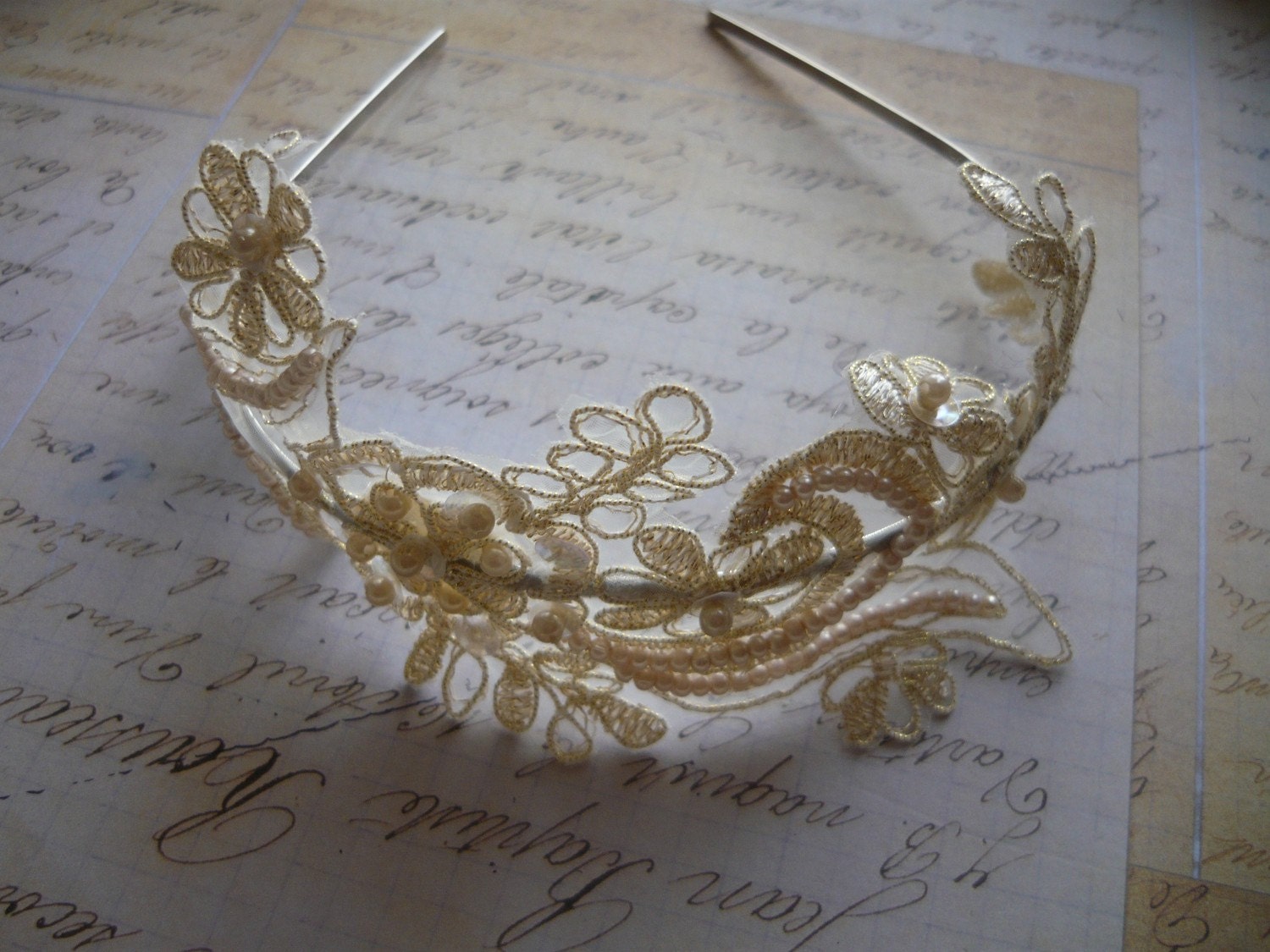Vintage Ivory Lace Headband Fascinator