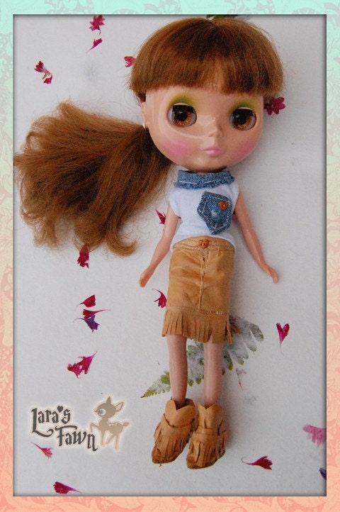 NOT FAIR  Cowgirl Blythe doll leather 3 piece set