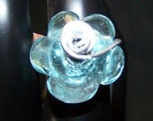 CLEARANCE - Blue Glass Flower Wire Wrapped Ring