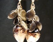 Black With Gold Lampwork Heart Beaded Earrings