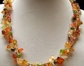 SALE - Crochet Pearl and Glass Chip Necklace