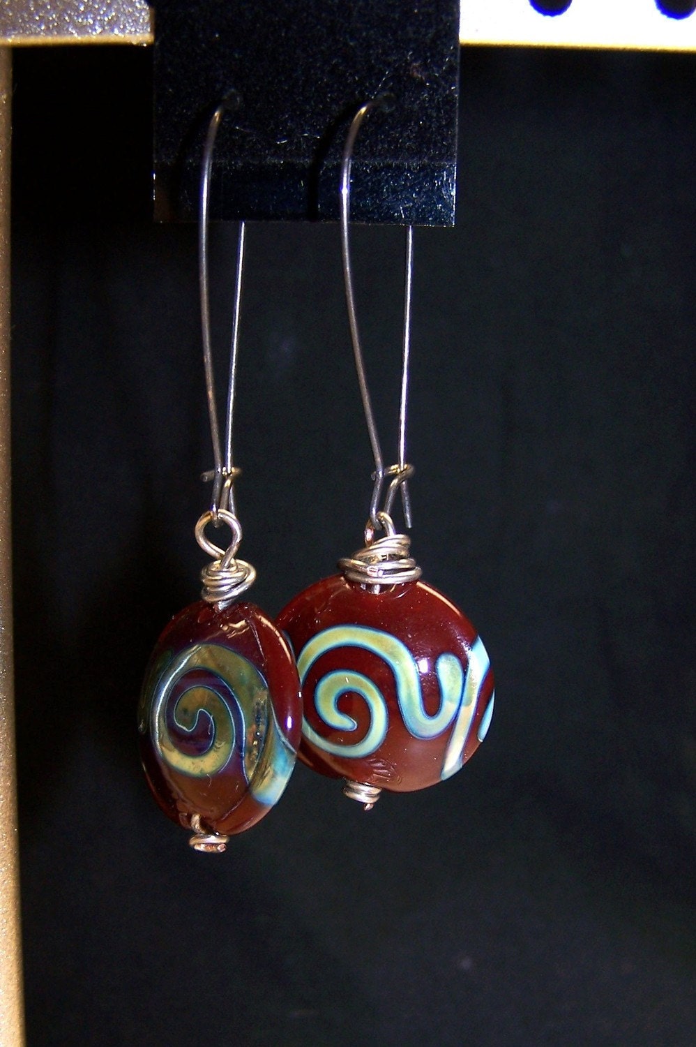 CLEARANCE - Maroon Lampwork Earrings