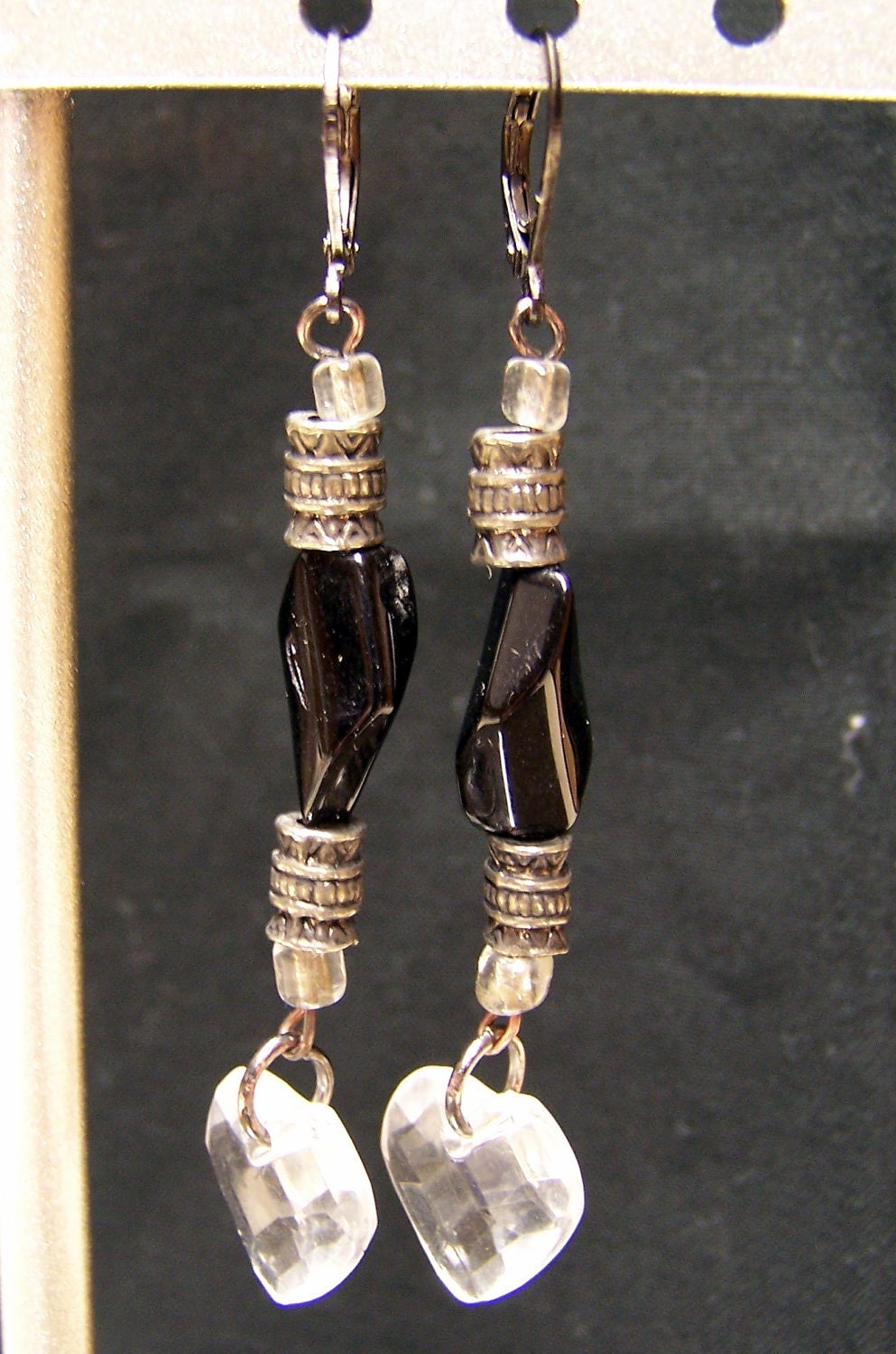 SALE - Clear Heart Dangle Earrings