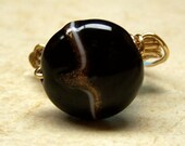 SALE - Black Glass Bead Wire Wrapped Ring