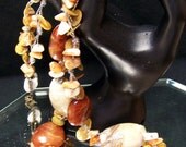 SALE - Brown and Cream Carved Bead Necklace
