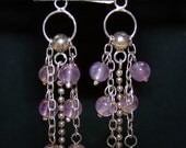 SALE - Purple Glass Dangle Earrings