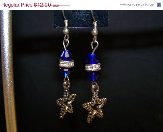 CLEARANCE - Blue Star Dangle Earrings