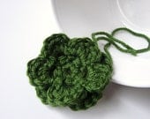 Forest Green Crochet Flower Appliques - One - Embellishments Supplies Adornment Floral DIY Craft Project - MADE to ORDER