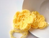 Crochet Flower Appliques in Sunshine Yellow - Set of 2 - Embellishments Supplies Adornment Floral DIY Craft Project - MADE to ORDER