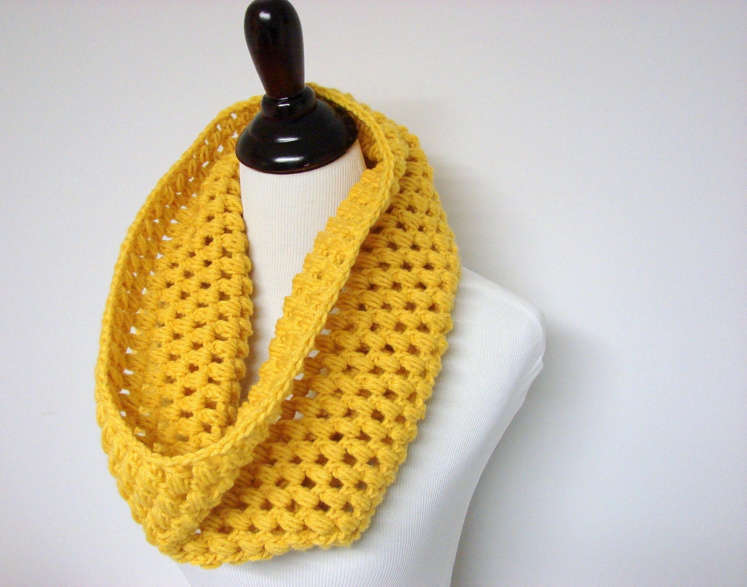Chunky Cowl Infinity Scarf Crochet Neckwarmer Mustard Yellow - MADE TO ORDER, Accessory Winter Gift