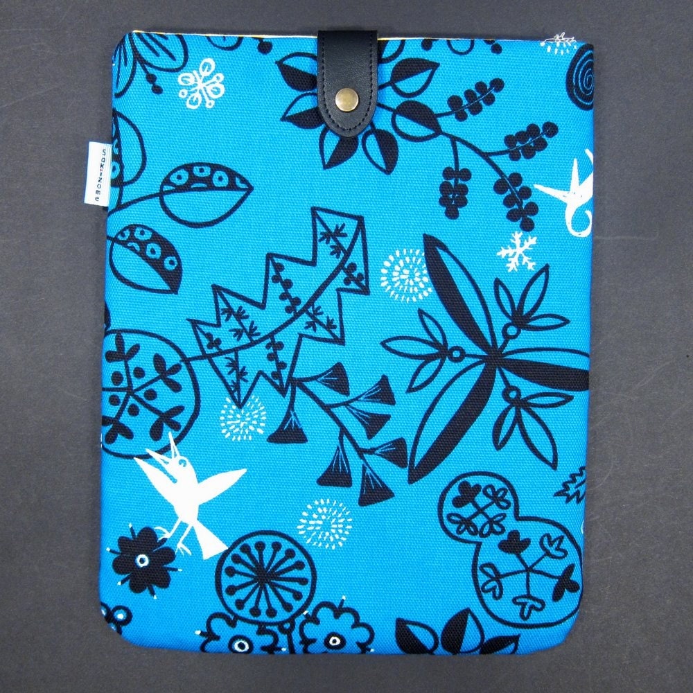 iPad Padded Sleeve Case with Button - Scandinavian Forest