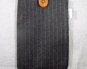 NEW iPad Mini Kindle Nook Kobo Padded Sleeve Case with Button - Charcoal Pinstripes