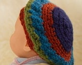 Ready to Go SALE Newborn Beret Infant Hat 50% Wool Multicolored Slouchy Beret in Purple Red and Green Crochet