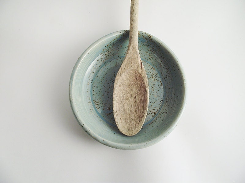 Spoon Rest in light granite blue Stoneware Ceramic Pottery
