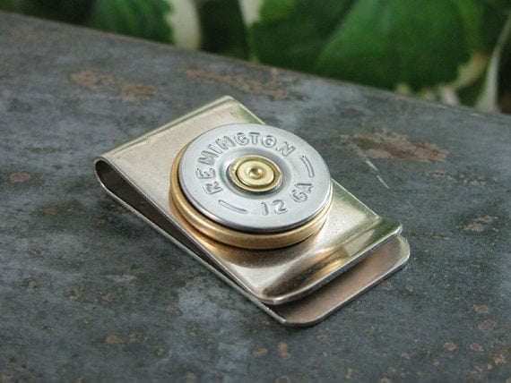 Shotgun Casing Jewelry - Bullet Jewelry - Genuine Remington Nickel Silver 12 Gauge Money Clip - Great Gift for Man or Groomsmen Gifts